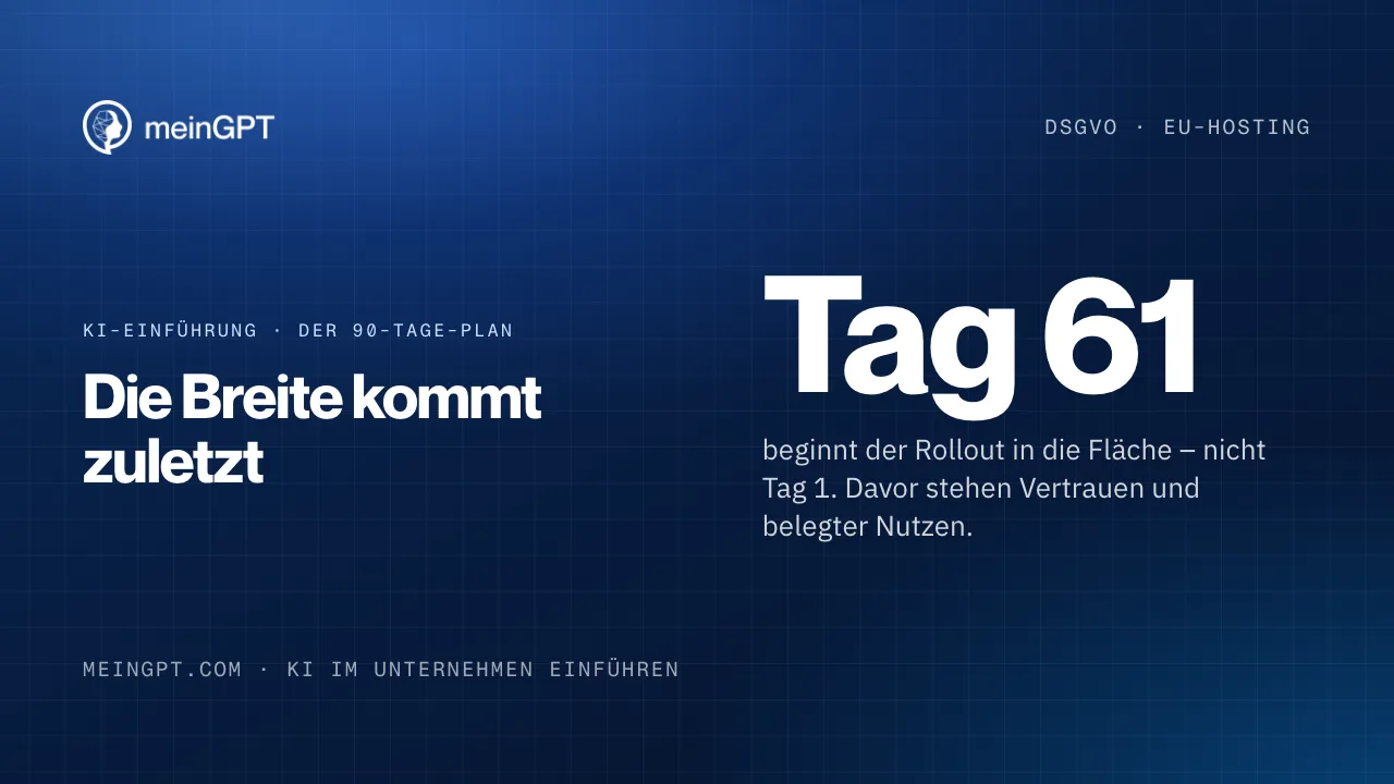 Der 90-Tage-Plan in drei Phasen: Vertrauen ab Tag 1, Nutzen ab Tag 31, Breite erst ab Tag 61