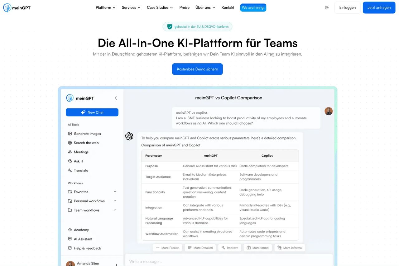 Homepage von meinGPT