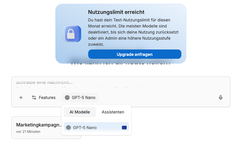 Usage limit warning