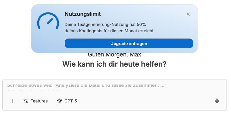 Usage limit warning