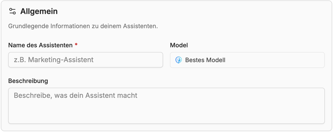Modell-Auswahl im Allgemein-Bereich