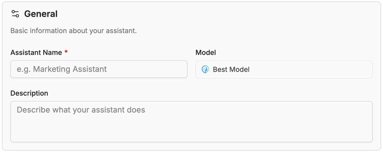 Model selection in the General section