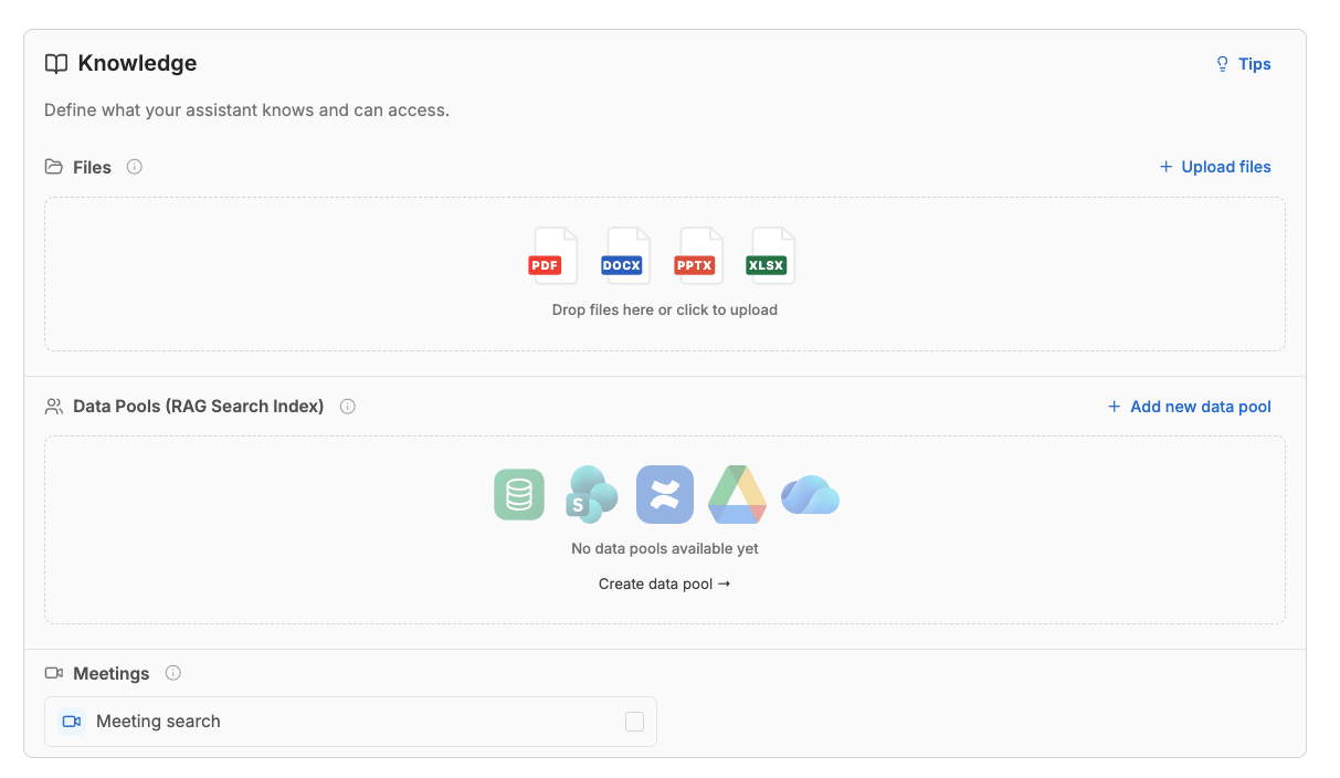 Knowledge: connect files and data pools
