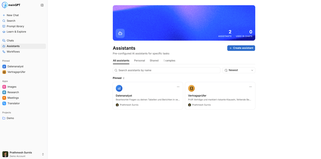 Overview of your assistants