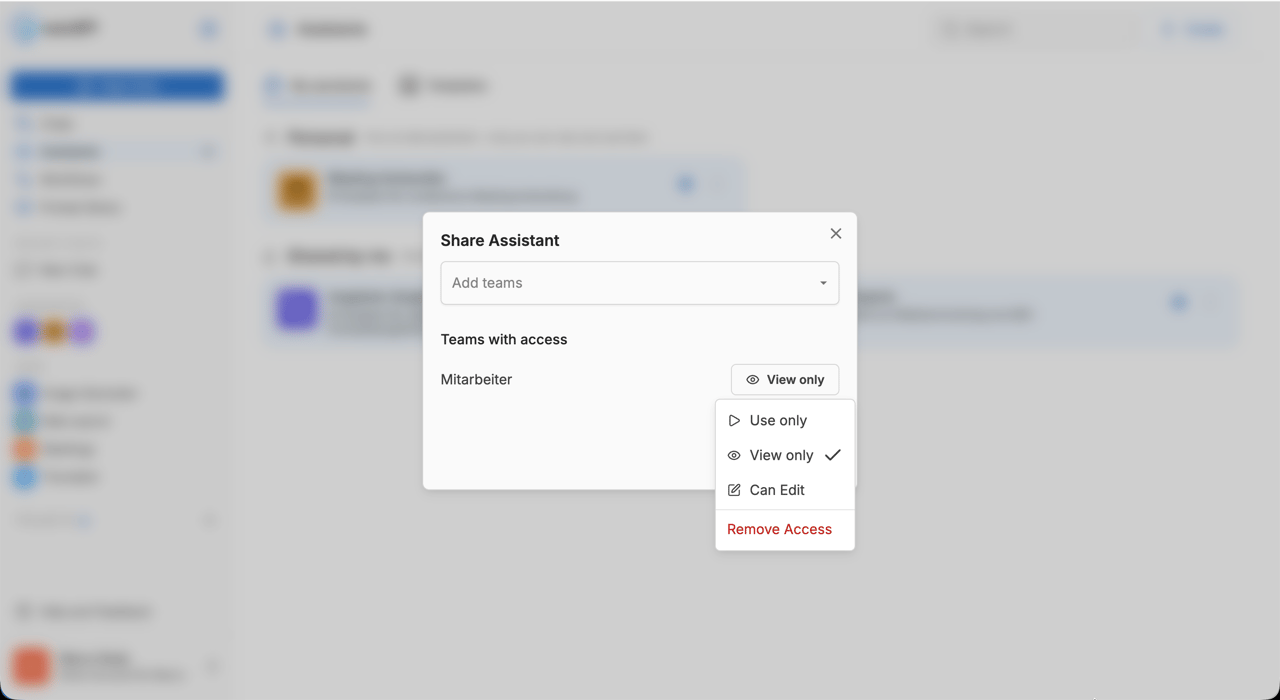 Share dialog with permissions