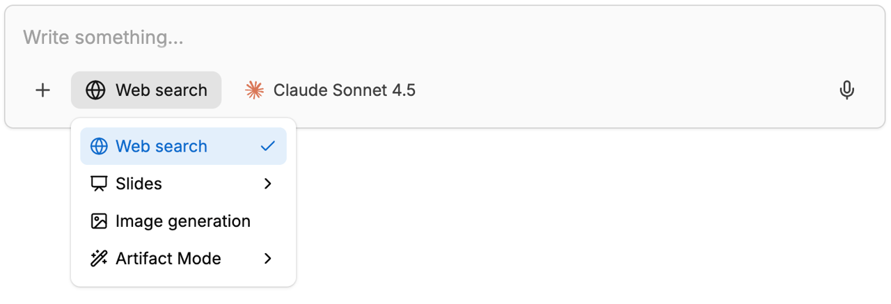 Web search toggle in the chat