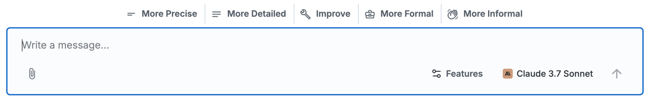 Quick Actions in the chat interface