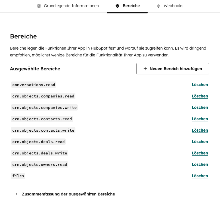 Scopes tab with search field