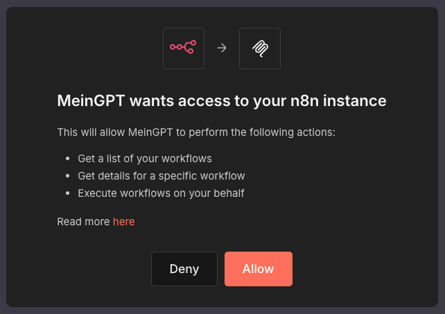 Tool authentication successful in meinGPT