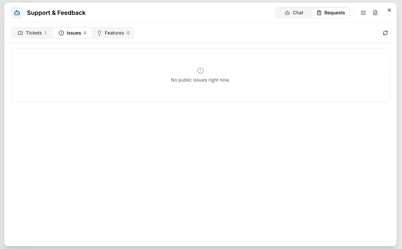 "Issues" tab with no open entries