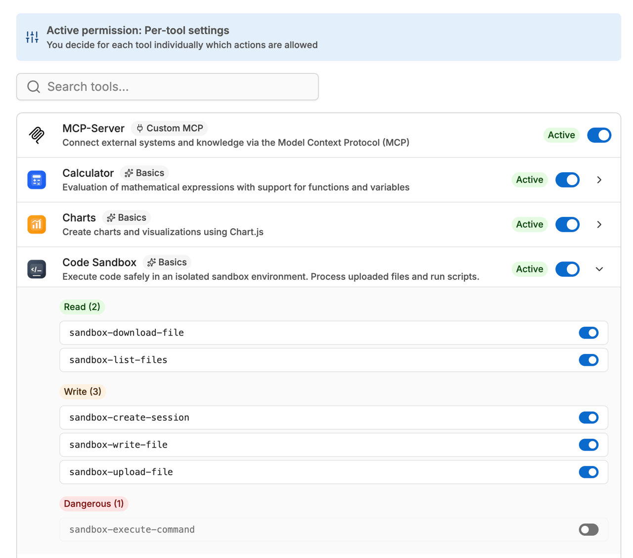 Tool Management: Expanded method table in CUSTOM mode