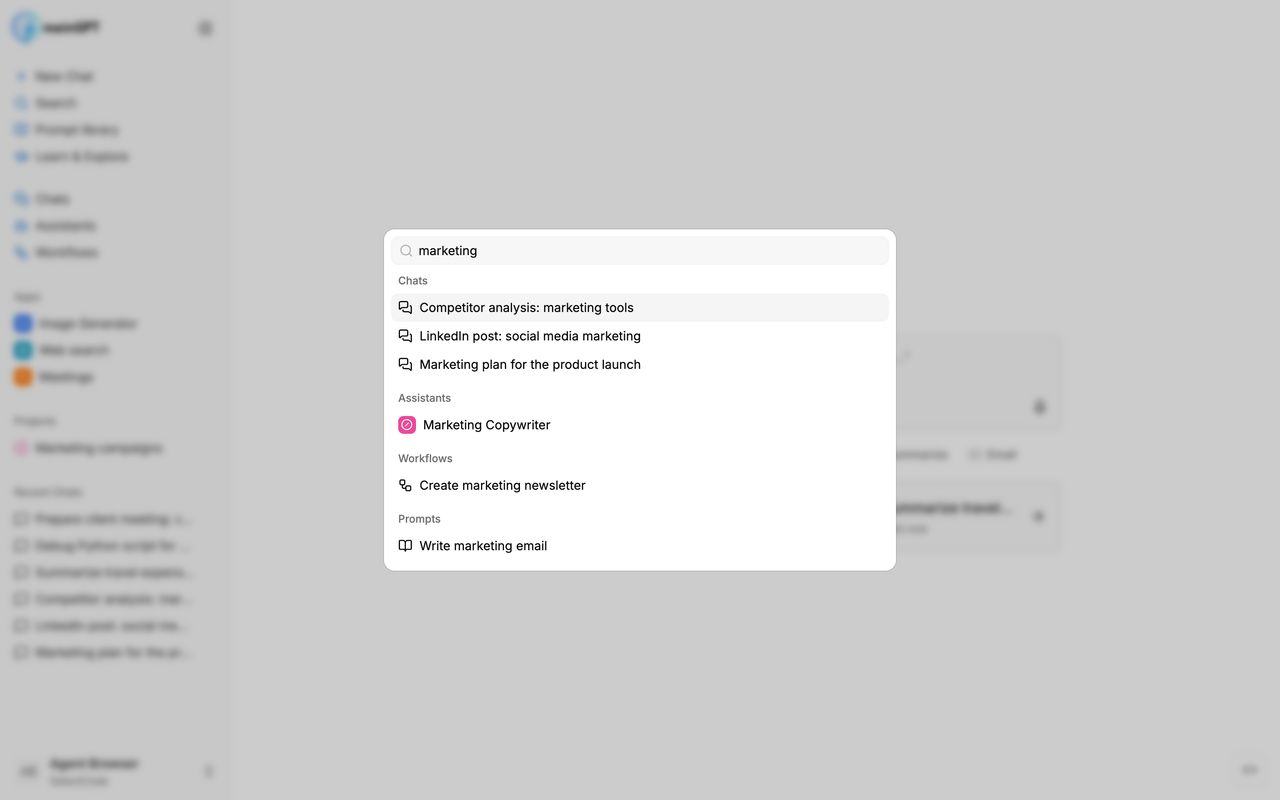 Search results across all categories