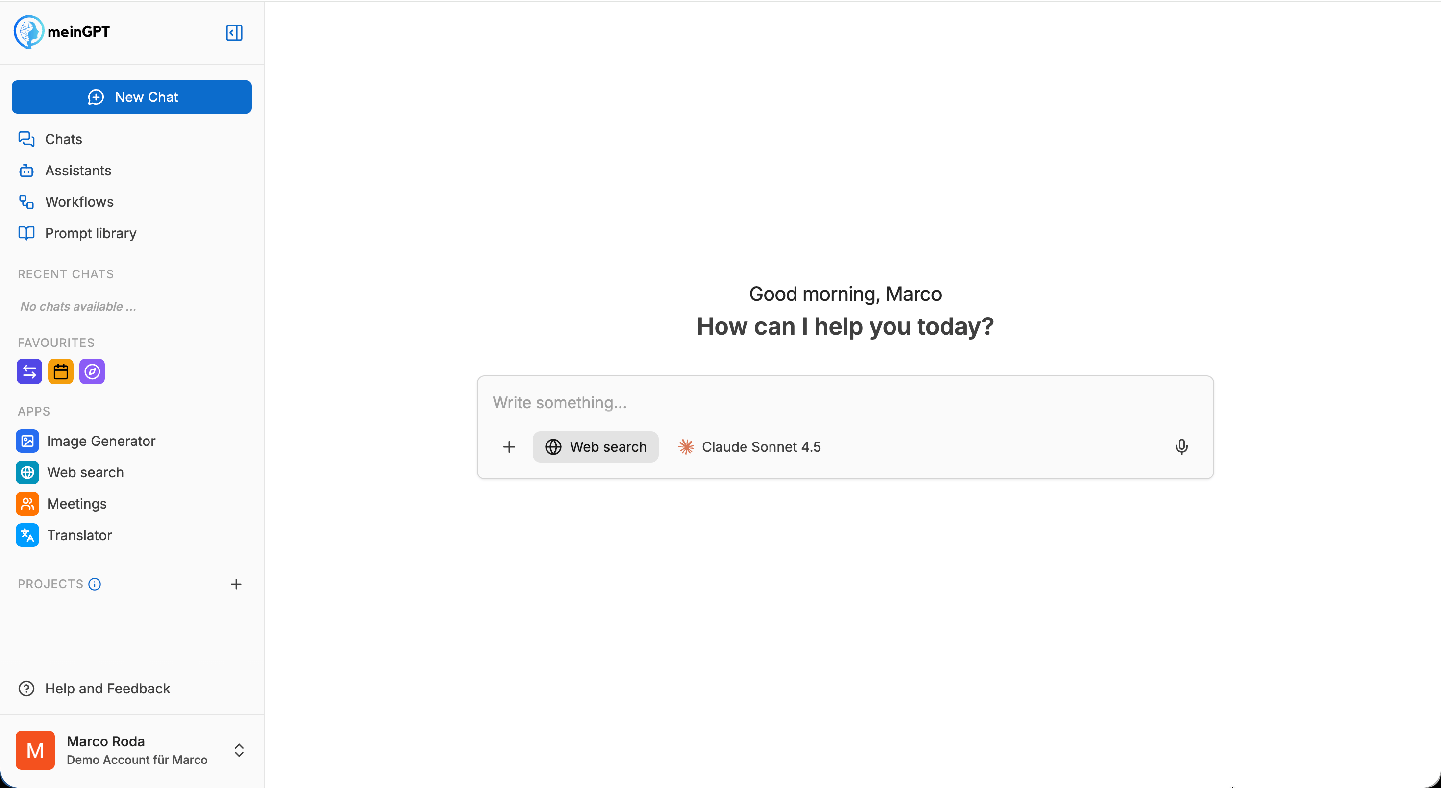 Overview of an open AI chat in meinGPT