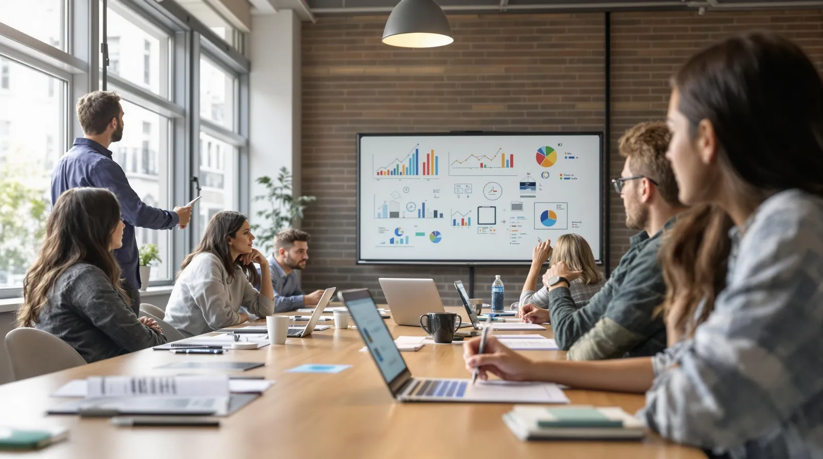 Meetingraum wo über die Implementation von KI diskutiert wird